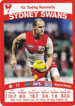 2010 Team Zone AFL Team #43 Tadhg Kennelly Front